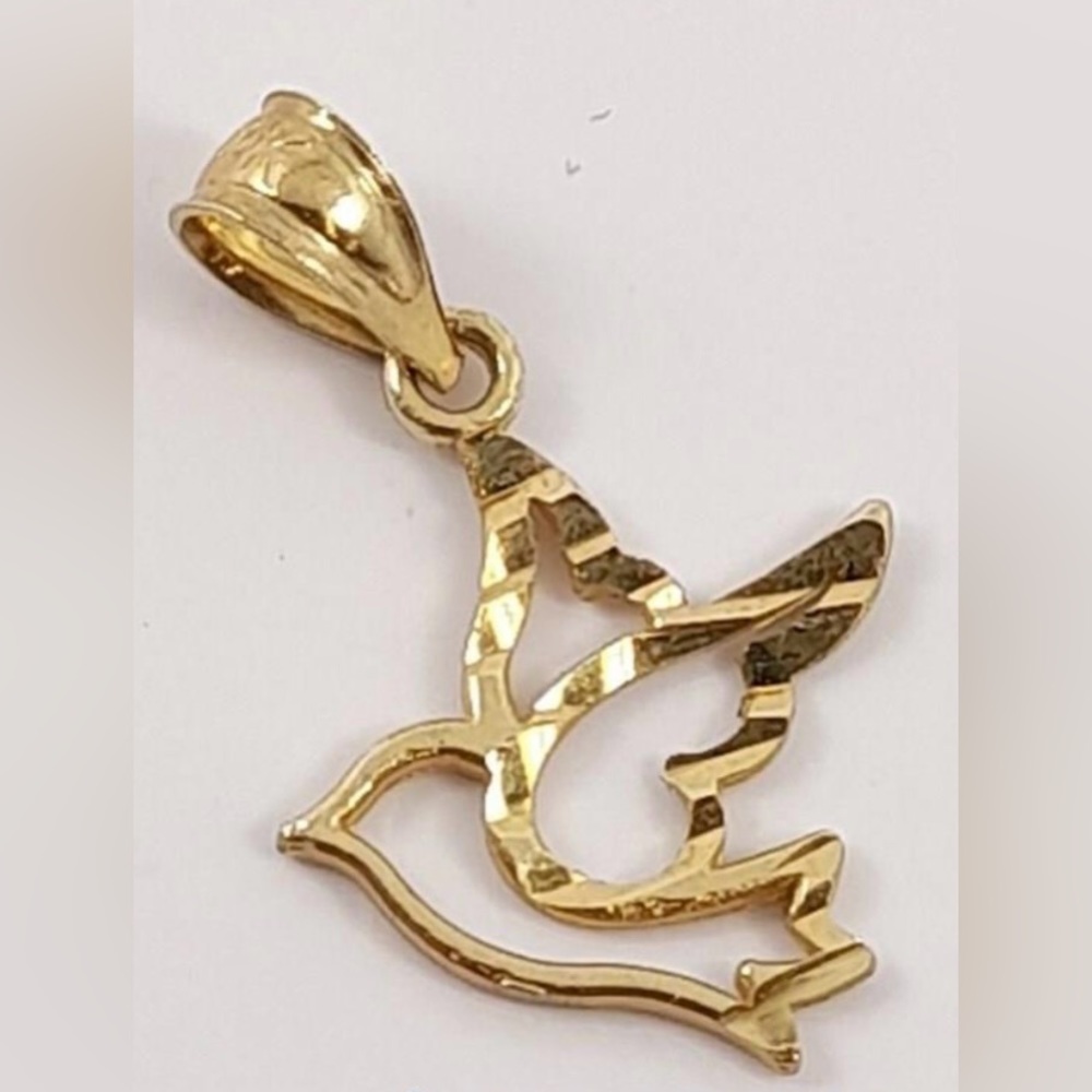 10K Gold Peace Dove Pendant